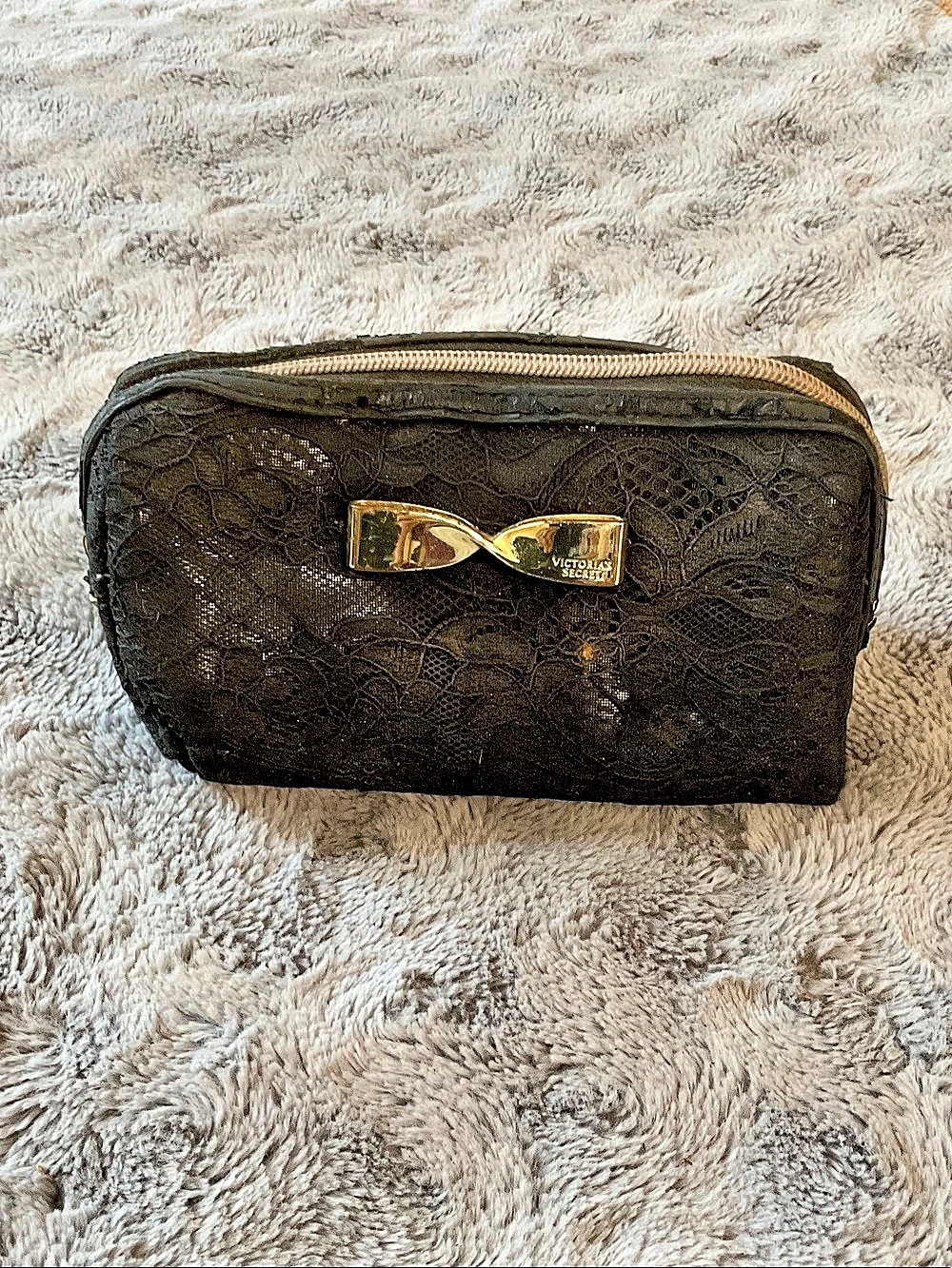 Victoria's Secret Black Lace Cosmetic Bag